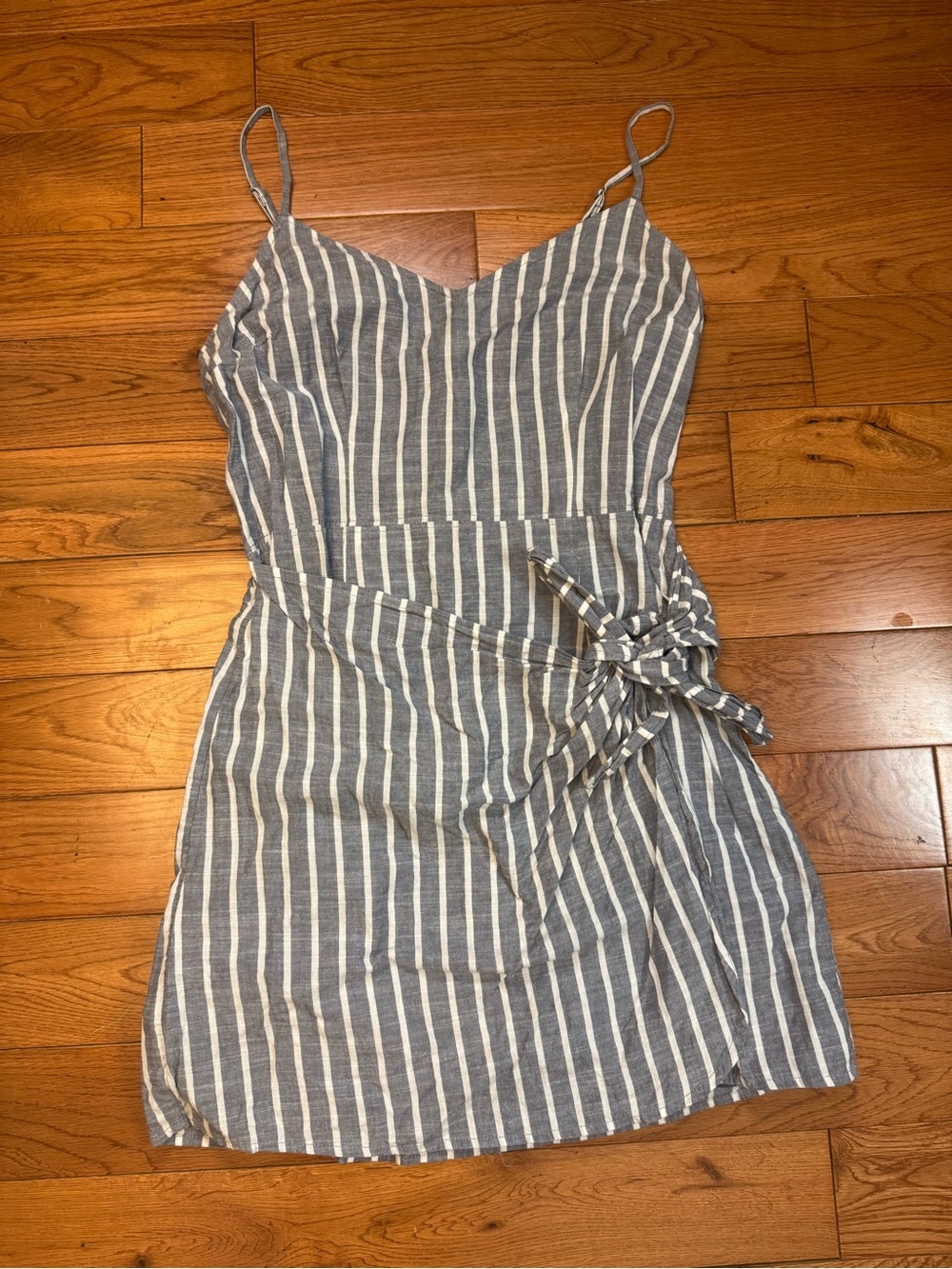Abercrombie & Fitch Grey/White Stripes Cotton Wrap Summer Dress